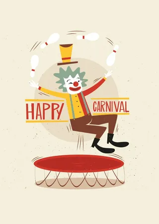 欢乐小丑弹力床表演抛瓶子