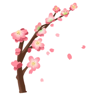 春天浪漫粉红色樱花手绘樱花梅花桃花花朵图片PNG免扣素材