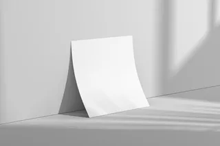 单张黑白灰简约靠墙光影海报样机