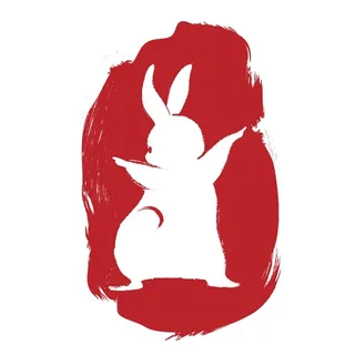 2023新年素材卯兔新年快乐盖章兔年