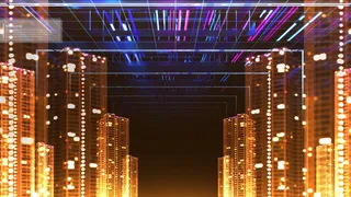 元宇宙空间未来科技抽象虚拟世界城市星球海报背景设计素材