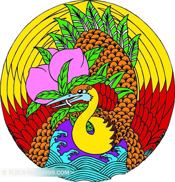 仙鹤仙桃吉祥图案素材