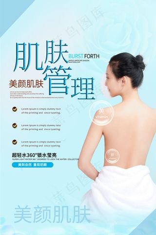 蓝色小清新肌肤管理美容整形海报