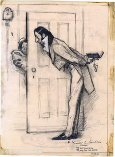 诺曼 · 洛克威尔手绘开门装饰画