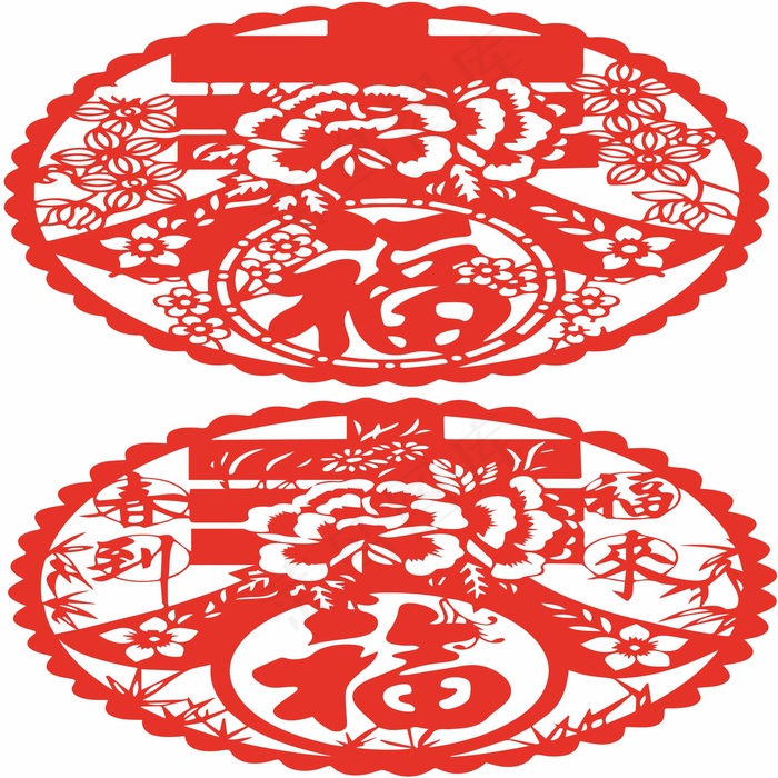 春节剪纸 剪纸风元素ai矢量模版下载