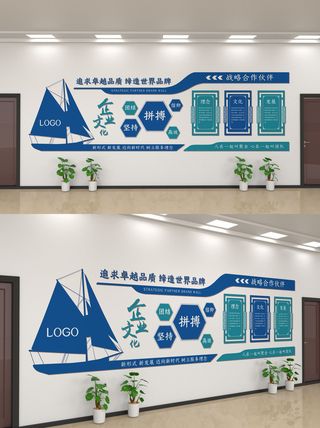 企业公司商业文化墙装修展板口号标语历史进程