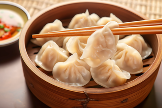 蒸饺饺子美食摄影图