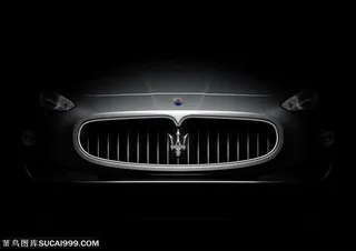 超级跑车-玛莎拉蒂头部标志特写