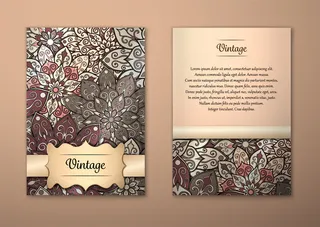 欧式花纹邀请函矢量模板