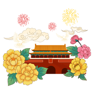 *建军节建党国庆节党建元素图片 卡通手绘PNG透明免扣PS素材