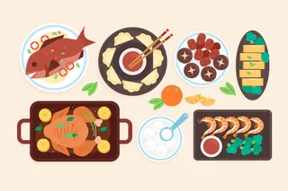 新年中国风美食插画