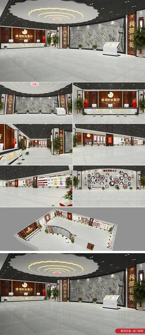 全套木纹大气禁毒教育展厅展馆文化墙