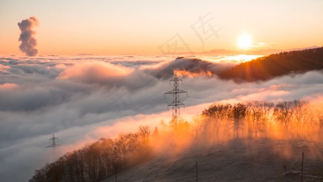 日出, 多雾路段, 雾之海, 落下, 景观, 明天, 黄昏