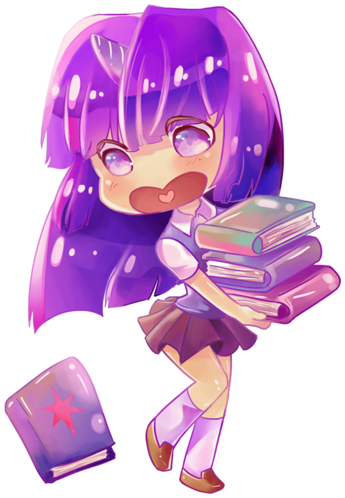 紫色女孩素材卡通简笔搬书素材