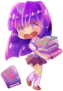 紫色女孩素材卡通简笔搬书素材