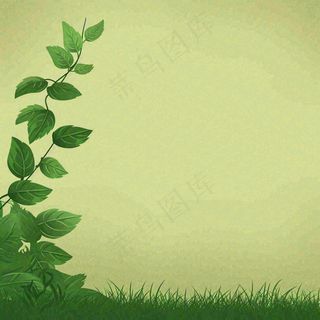 春天手绘绿草绿树