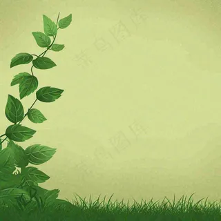 春天手绘绿草绿树