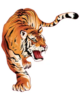 手绘国潮虎年卡通白虎老虎形象插画装饰元素PSD设计素材png免抠图