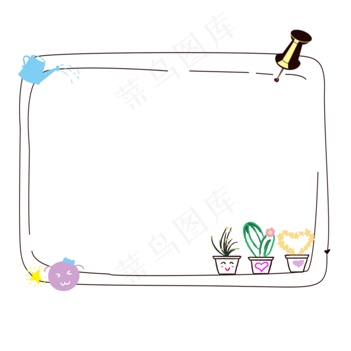 卡通边框 卡通彩色框  手绘对话框 可爱边框 免抠
