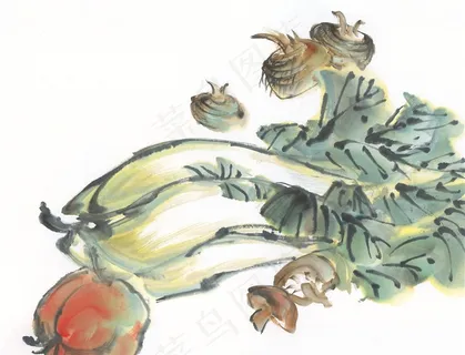 国画瓜果蔬菜鱼虾蟹工笔国画素材 国画瓜果蔬菜鱼虾蟹工笔国画素材