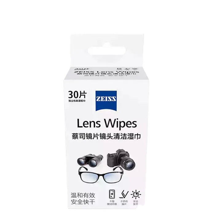 蔡司镜头清洁 眼镜布 镜片清洁 擦镜纸擦眼镜清洁湿巾30片超市商品白底图免抠实物摄影png格式图片透明底