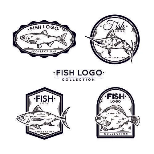 商务海洋鱼类海鲜图标LOGO标识标志标签水产图形AI矢量EPS素材图eps,ai矢量模版下载