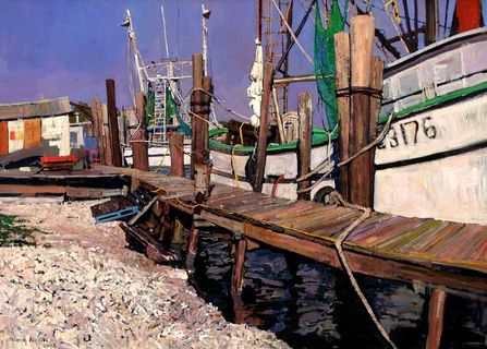 木桥高清船港装饰画