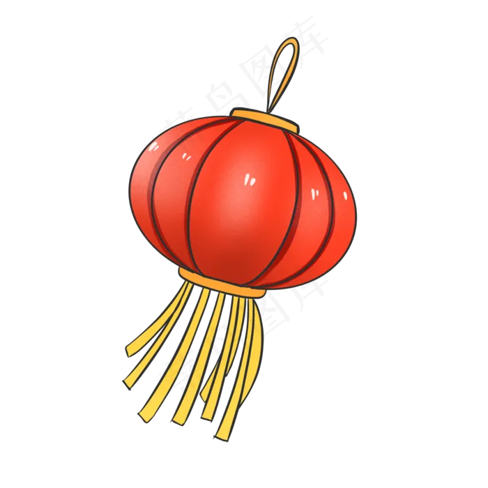 中国风 手绘 卡通元素 传统 复古红 灯笼装饰 PNG 免抠 