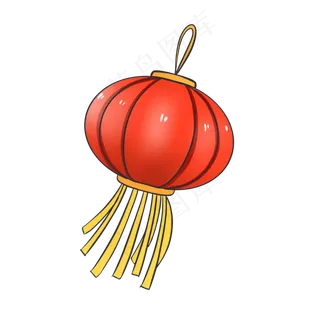 中国风 手绘 卡通元素 传统 复古红 灯笼装饰 PNG 免抠 