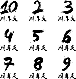 周年庆数字毛笔字海报