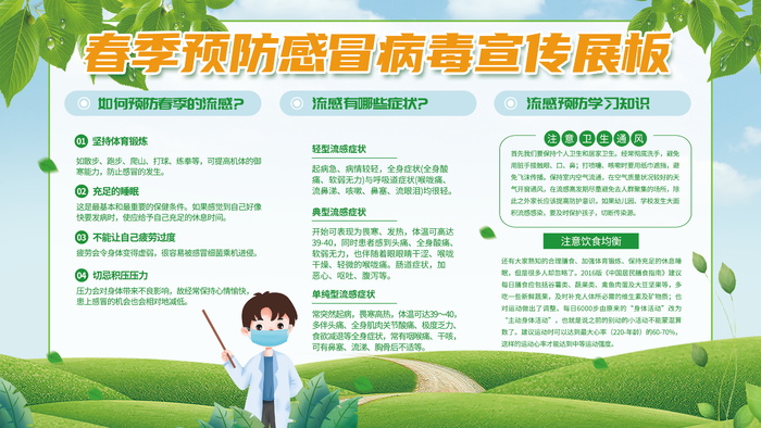 春季预防感冒病毒宣传栏psd模版下载