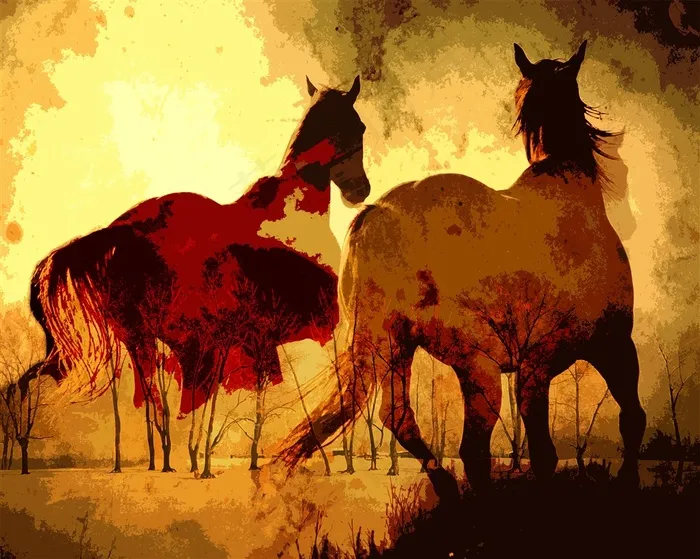 两匹棕色的骏马