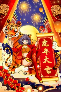 虎年中国风萌虎插画 虎年中国风萌虎插画