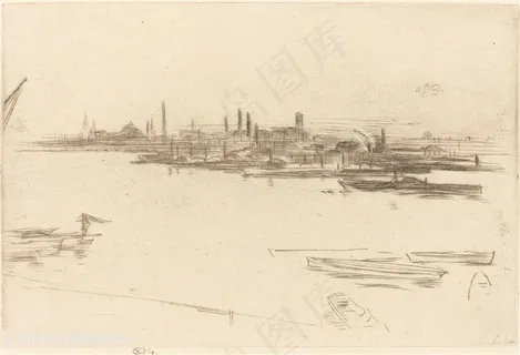 惠斯勒素描湖畔装饰画 惠斯勒素描湖畔装饰画