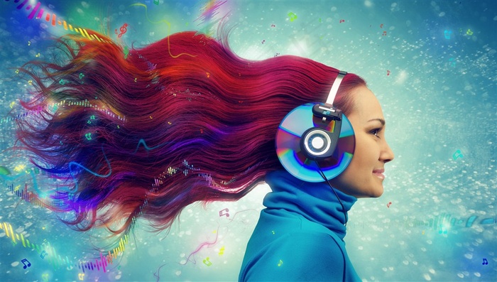 创意音乐耳机美女图片