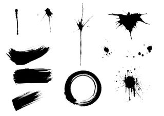 中国风水墨笔触免抠素材