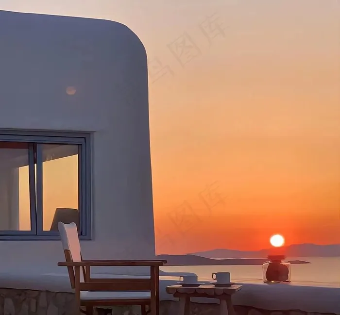 橘色日落文艺风背景图