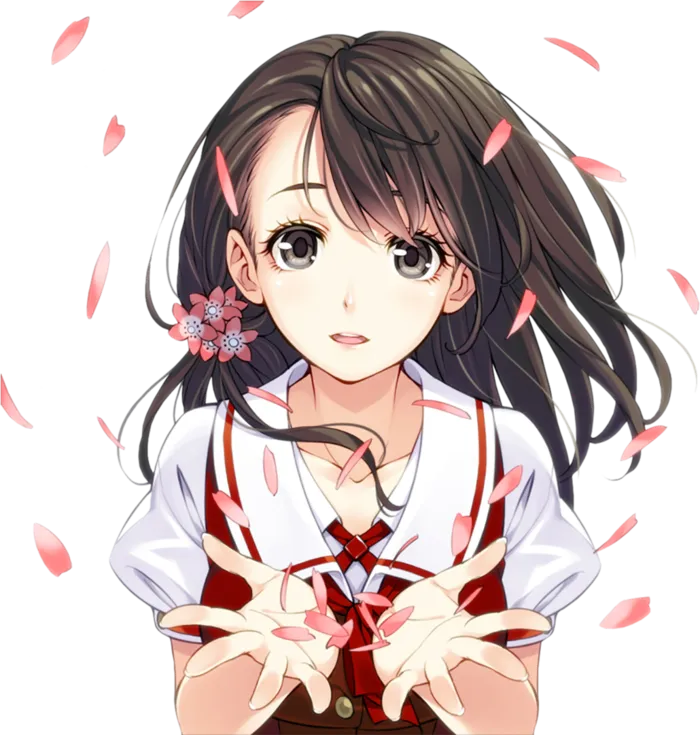 花瓣女孩长发素材卡通简笔素材