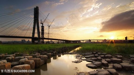 黄昏美景湖畔风景画壁纸