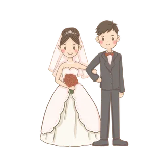 婚纱卡通人物婚礼白纱结婚婚纱摄影手绘