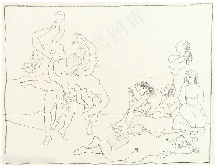 毕加索裸体艺术美女插画