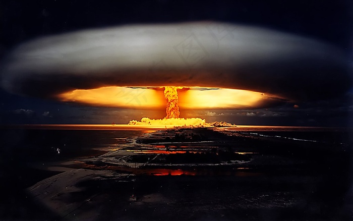 原子弹氢弹爆炸蘑菇云核爆蕈状云科幻星际城市爆炸