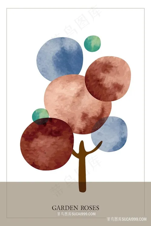 ins风植物绿叶绿色色调简约手绘插画图片