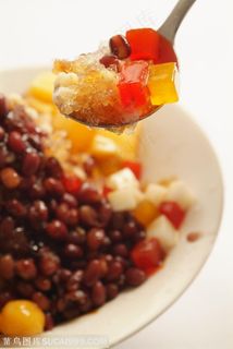 甜品店广告素材 红豆刨冰布丁椰果冰品