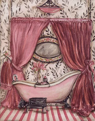 浴缸时尚彩绘油画