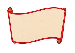 复古中国风卷轴元素手绘画轴文本标题框PSDAI素材模板png免扣图