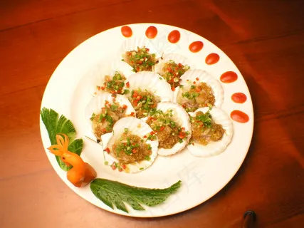 粤菜1571孔雀银丝蒸扇贝 粤菜1571孔雀银丝蒸扇贝