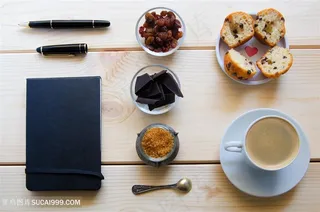 咖啡面包笔记本等高清图片