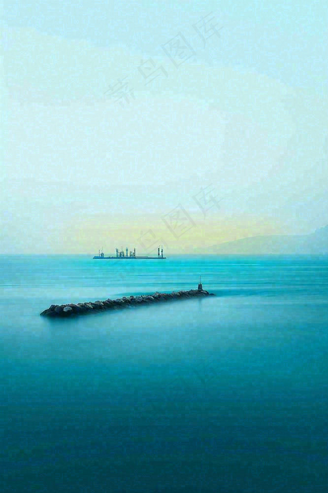 夏日海边海景蓝色清新海水游玩度假，大暑小暑