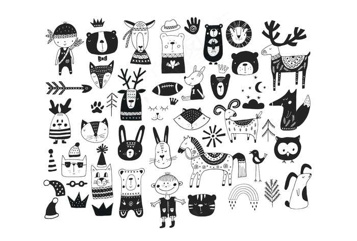 儿童卡通插画装饰图案墙教育品牌vi手绘可爱矢量素材